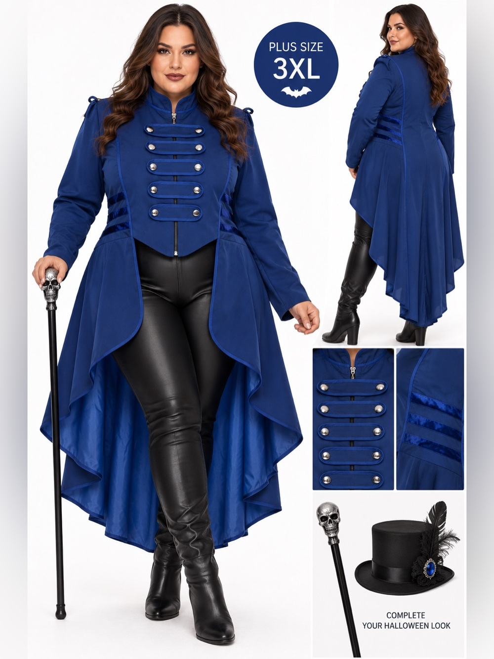 Women's Renaissance Steampunk Tailcoat Halloween Costume Size: Plus 3XL